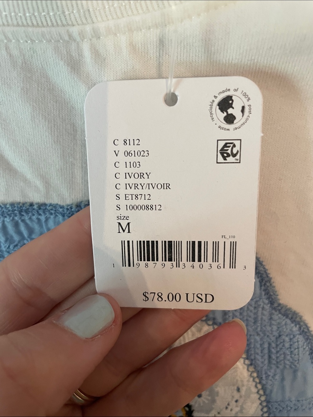 Tricia Fix x Free People White Short Sleeve Tee with Goose Patch SzM NWT - Picture 4 of 11